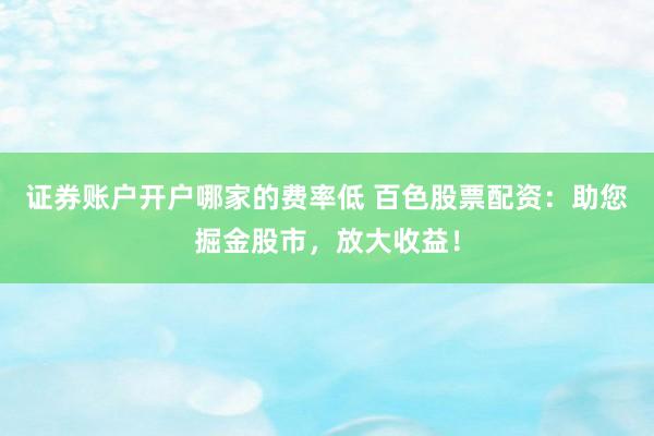 证券账户开户哪家的费率低 百色股票配资：助您掘金股市，放大收益！